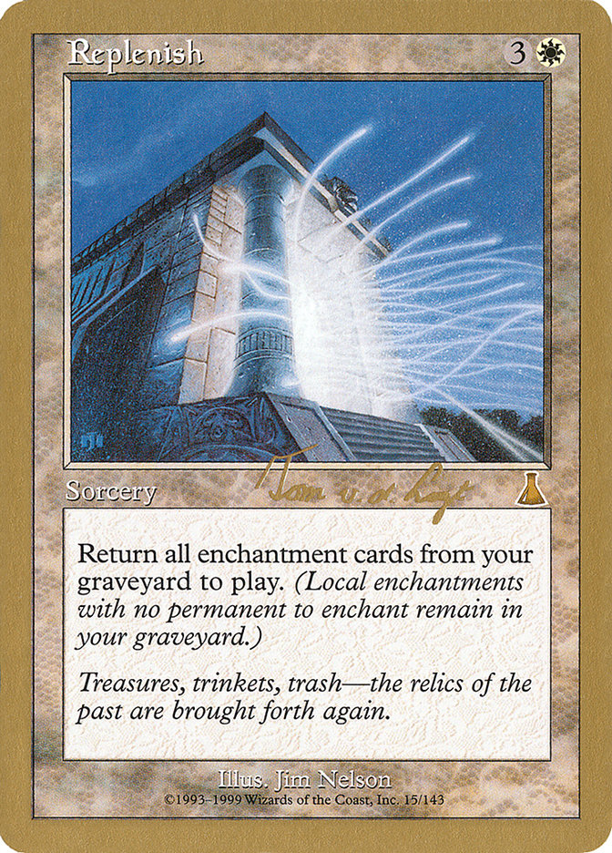 Replenish card art gold border for mtg